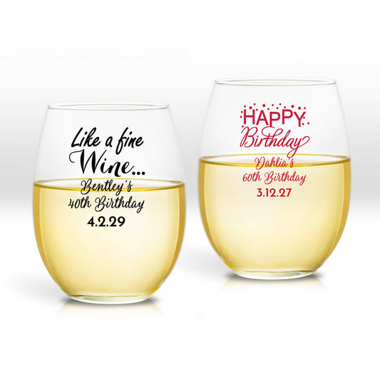 Like A Fine Wine Personalized 9 oz. Stemless Wine Glass (Set of 24)