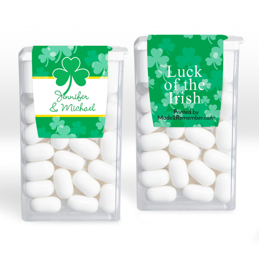 Luck of the Irish Shamrock Personalized Tic Tac Mint Candy Edible Favors (set of 12)