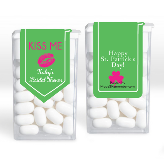 Kiss Me! Happy St. Patrick's Day Personalized Tic Tac Mint Candy Edible Favors (set of 12)