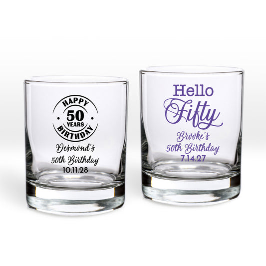Hello Fifty Personalized Shot Glass or Votive Holder (Set of 24)