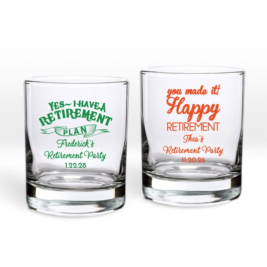 Happy Retirement Personalized Shot Glass or Votive Holder (Set of 24)