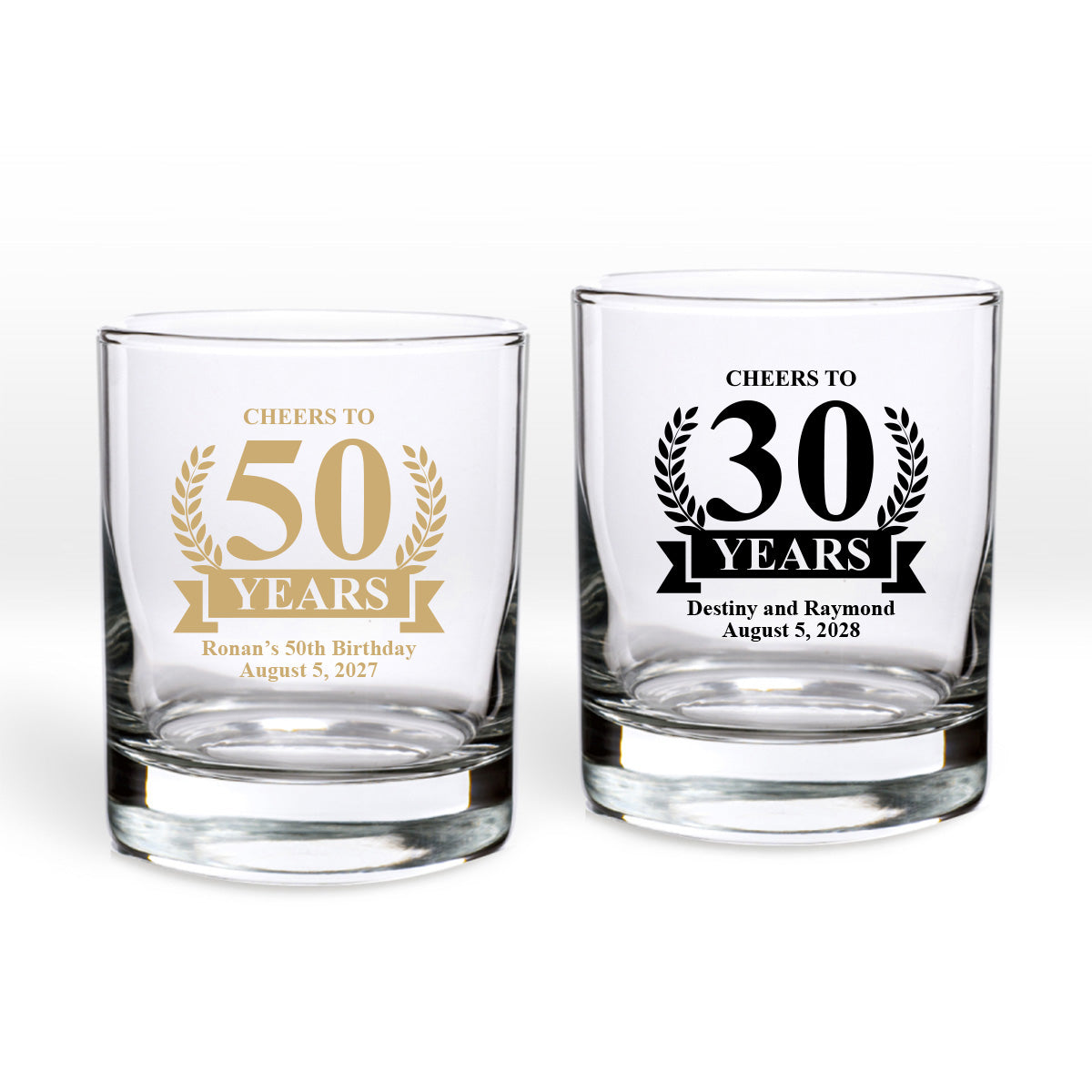 Cheers To 30 Years Personalized Shot Glass or Votive Holder (Set of 24)