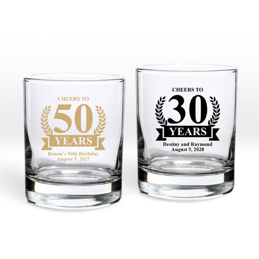Cheers To 30 Years Personalized Shot Glass or Votive Holder (Set of 24)