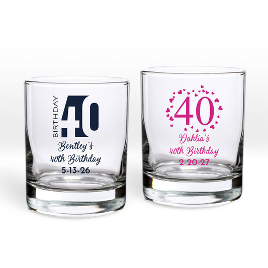 40th Birthday Personalized Shot Glass or Votive Holder (Set of 24)
