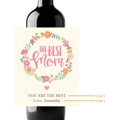 The Best Mom Custom Personalized Wine Champagne Labels (set of 3)