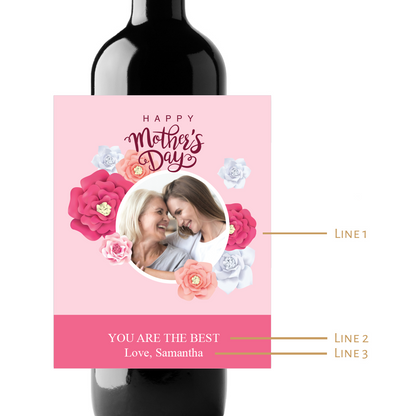 Mother's Day Photo Custom Personalized Wine Champagne Labels (set  of 3)