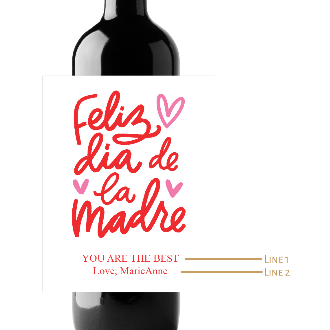 Feliz dia de la Madre Custom Personalized Wine Champagne Labels (set of 3)