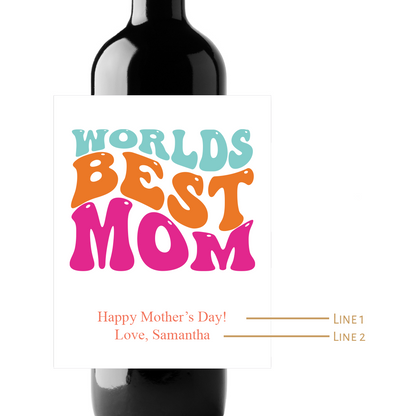 World's Best Mom Custom Personalized Wine Champagne Labels (set of 3)