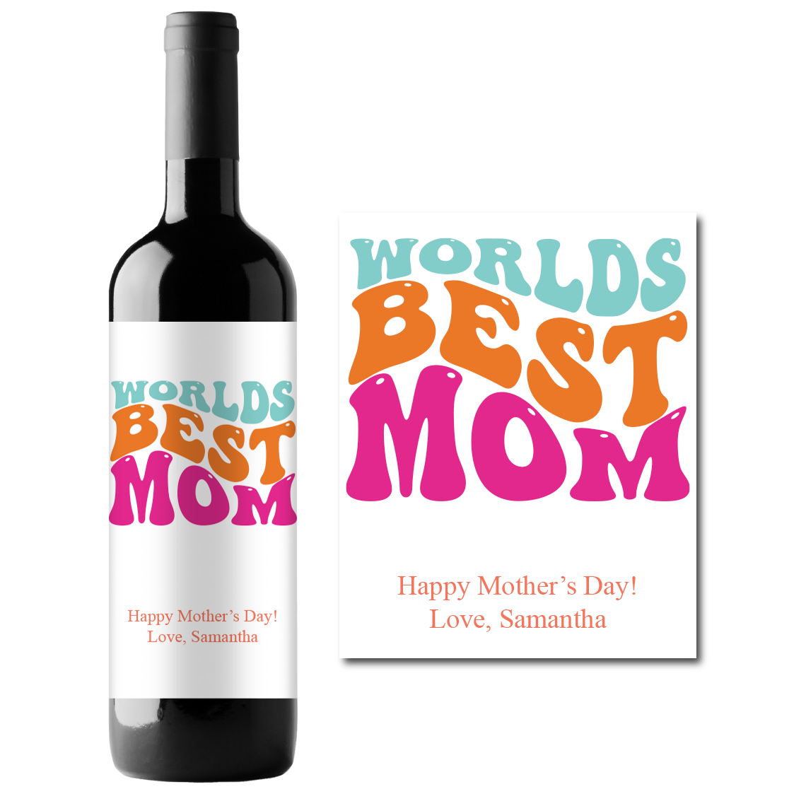 World's Best Mom Custom Personalized Wine Champagne Labels (set of 3)