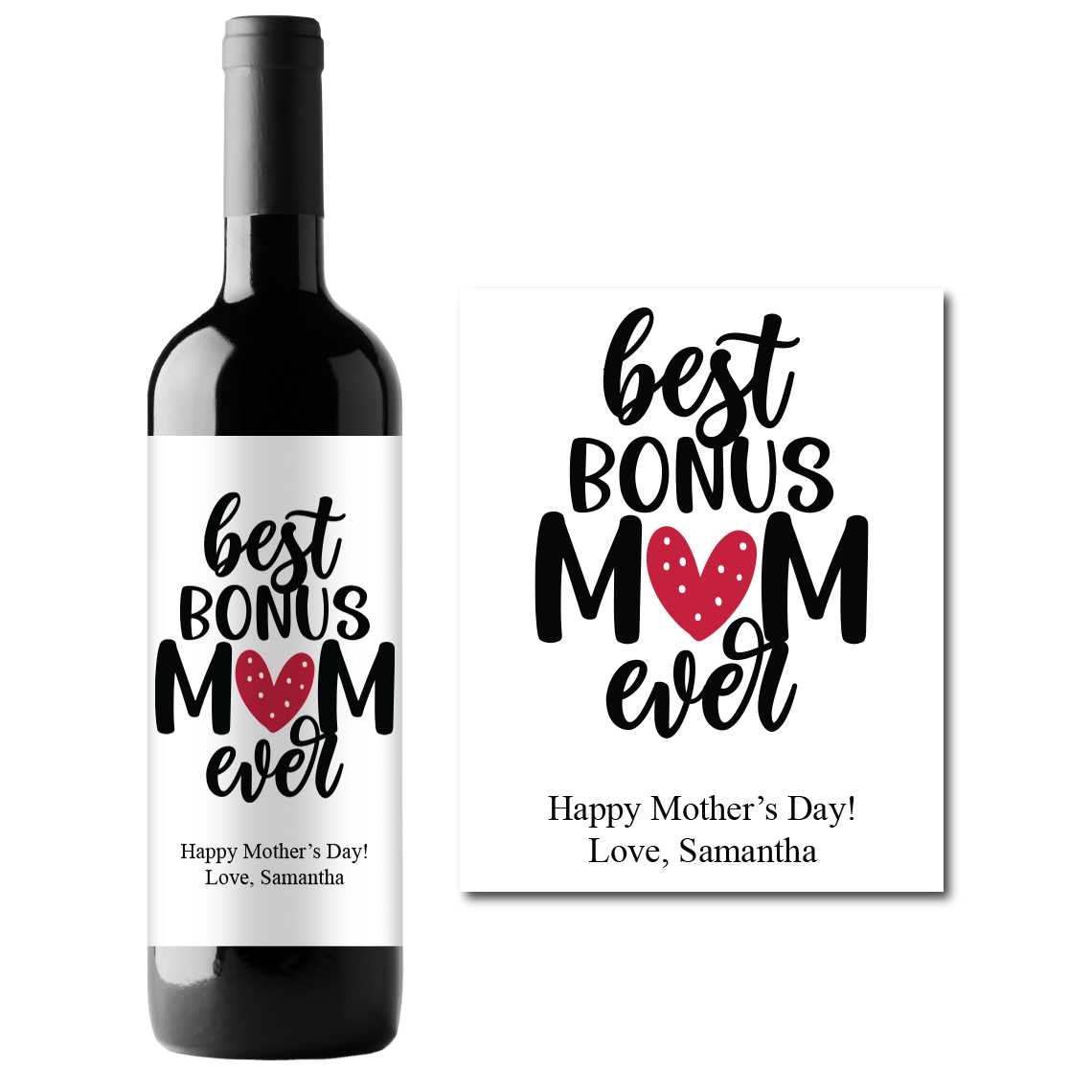 Bonus Mom Custom Personalized Wine Champagne Labels (set of 3)