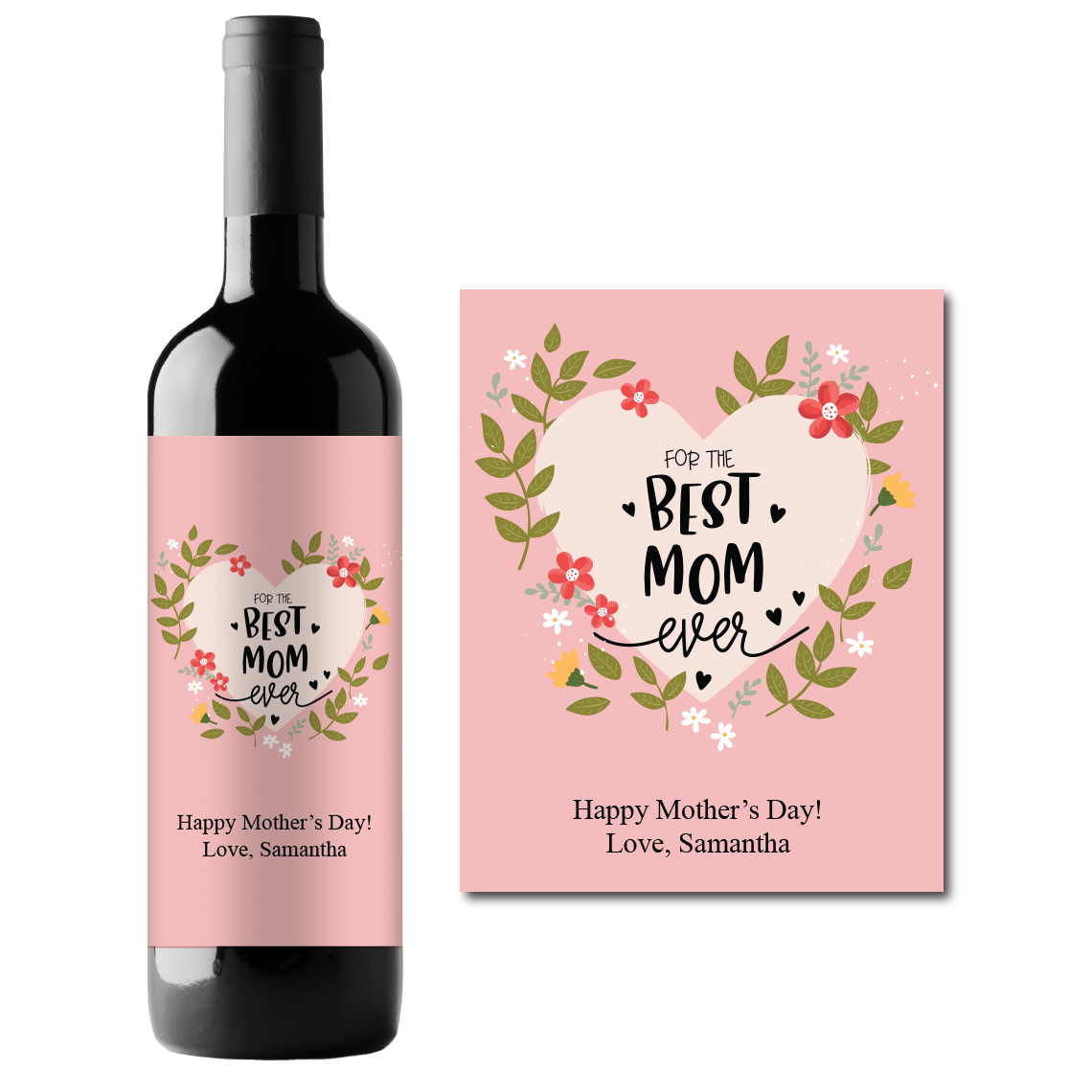 Best Mom Ever Custom Personalized Wine Champagne Labels (set of 3)