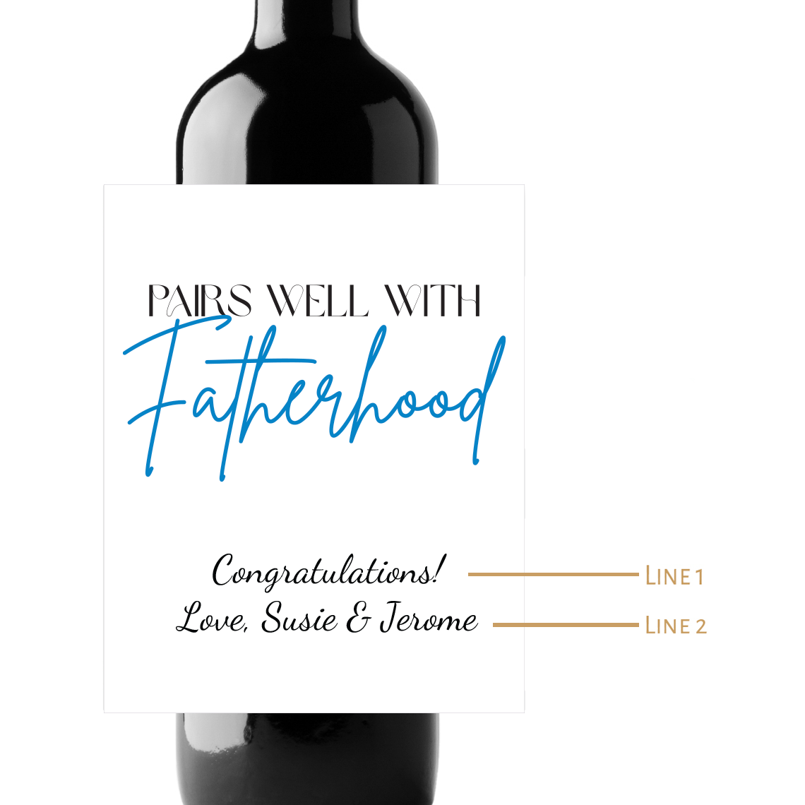 Fatherhood Custom Personalized Wine Champagne Labels (set of 3)