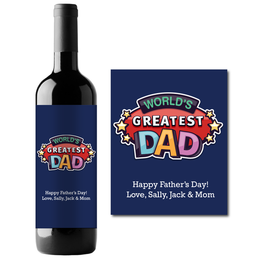 World's Greatest Dad Custom Personalized Wine Champagne Labels (set of 3)