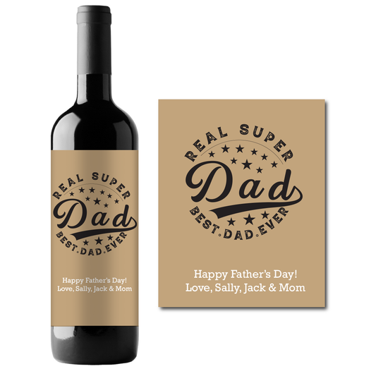 Super Dad Custom Personalized Wine Champagne Labels (set of 3)