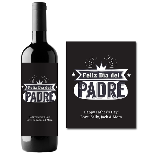 Feliz dia del Padre Custom Personalized Wine Champagne Labels (set of 3)