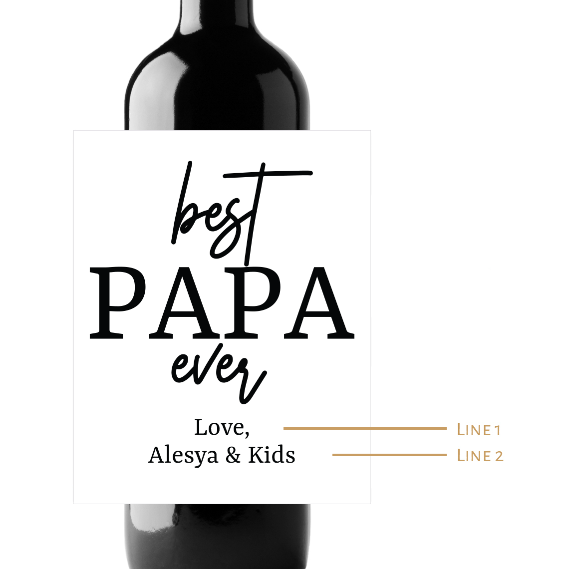 Best Papa Ever Custom Personalized Wine Champagne Labels (set of 3)