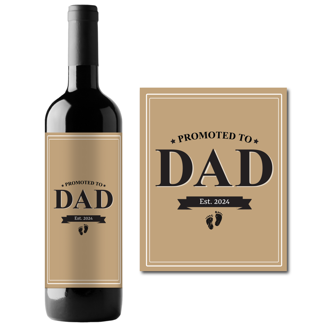 Promoted To Dad Custom Personalized Wine Champagne Labels (set  of 3)