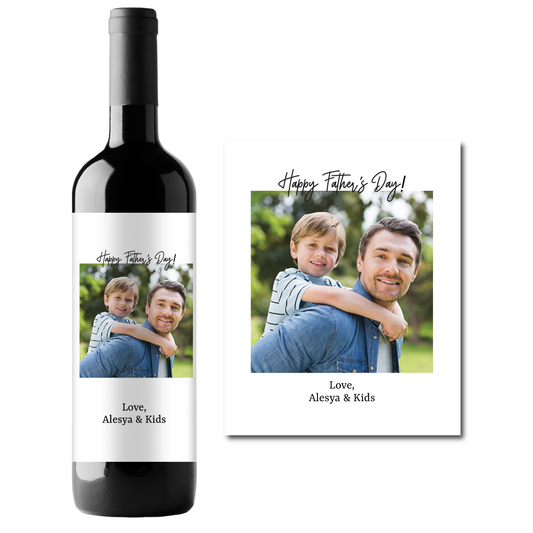 Father's Day Photo Custom Personalized Wine Champagne Labels (set of 3)