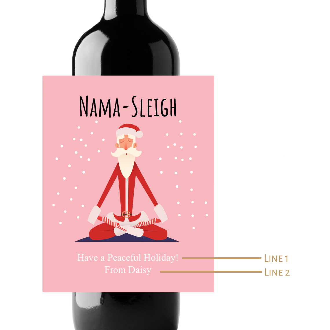 Nama-Sleigh Christmas Custom Personalized Wine Champagne Labels (set of 3)