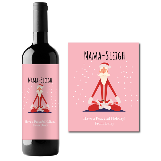 Nama-Sleigh Christmas Custom Personalized Wine Champagne Labels (set of 3)