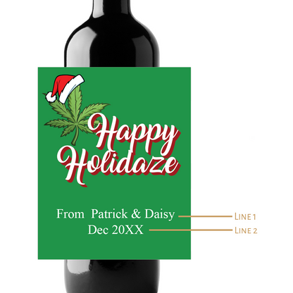 Happy Holidaze Custom Personalized Wine Champagne Labels (set of 3)