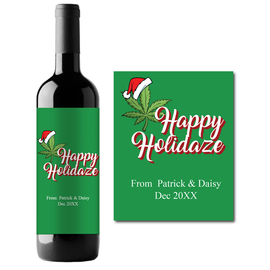 Happy Holidaze Custom Personalized Wine Champagne Labels (set of 3)