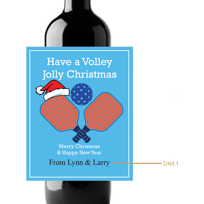 Have a Volley Jolly Christmas Custom Personalized Wine Champagne Labels (set of 3)