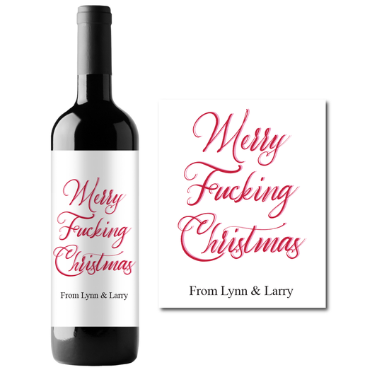 Merry F*cking Christmas Custom Personalized Wine Champagne Labels (set of 3)