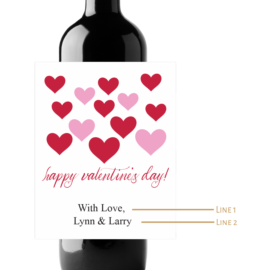 Happy Valentine's Day Custom Personalized Wine Champagne Labels (set of 3)