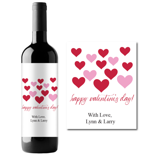 Happy Valentine's Day Custom Personalized Wine Champagne Labels (set of 3)