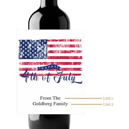 Happy 4th of July Flag Custom Personalized Wine Champagne Labels (set of 3)