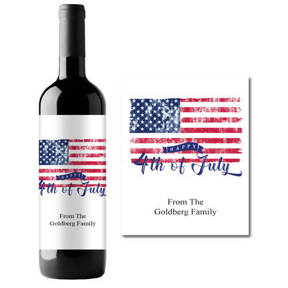 Happy 4th of July Flag Custom Personalized Wine Champagne Labels (set of 3)