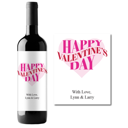 Happy Valentine's Day Heart Custom Personalized Wine Champagne Labels (set of 3)