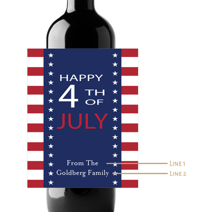 4th of July Flag Custom Personalized Wine Champagne Labels (set of 3)