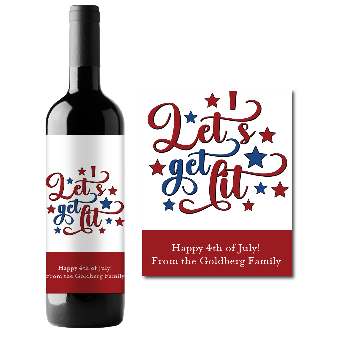 Let's Get Lit Custom Personalized Wine Champagne Labels (set of 3)