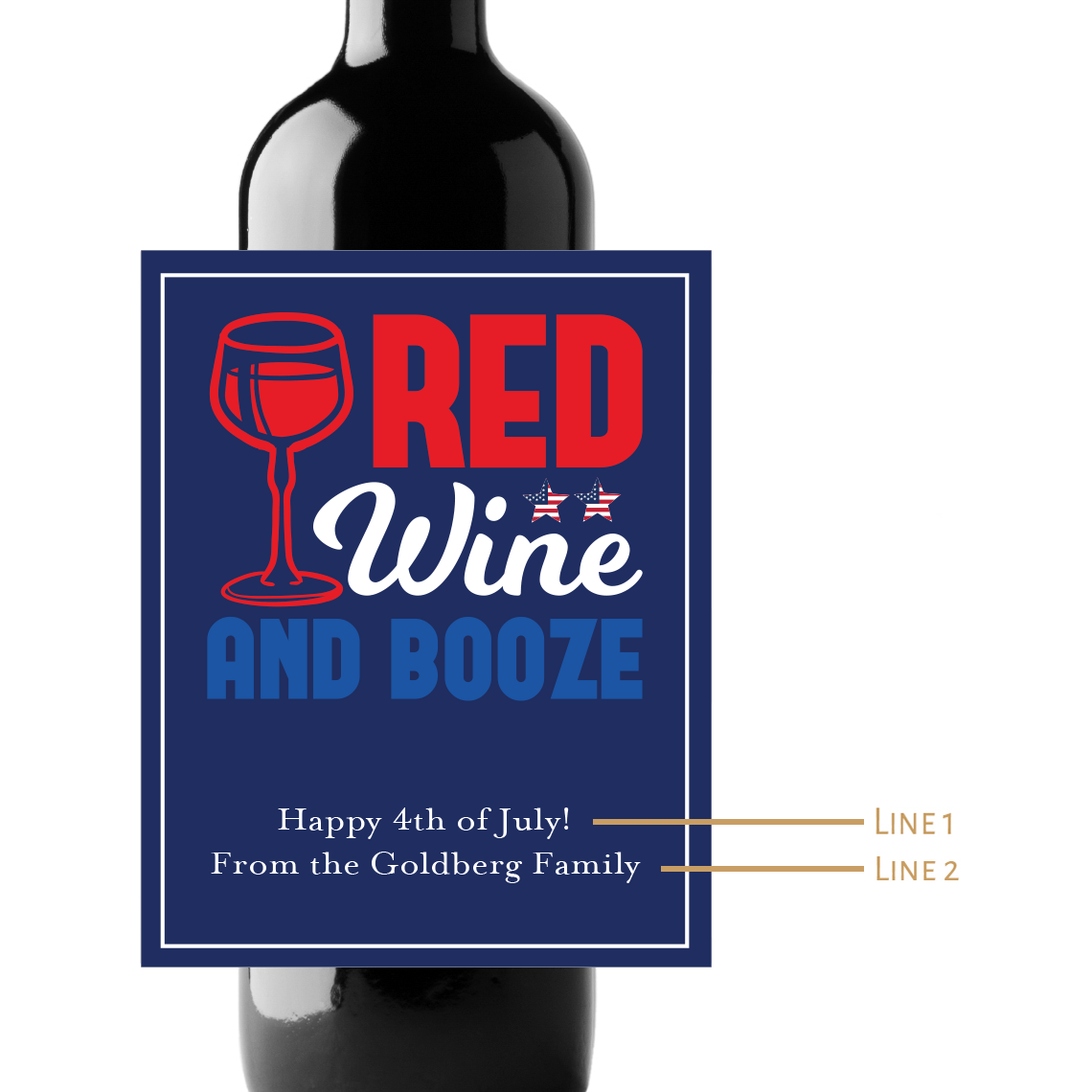 Red Wine And Booze Custom Personalized Wine Champagne Labels (set of 3)