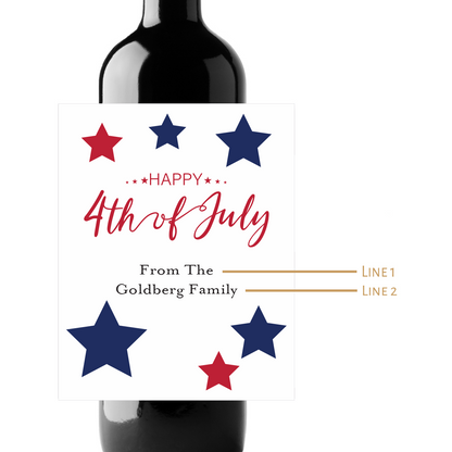 Happy 4th of July Custom Personalized Wine Champagne Labels (set of 3)