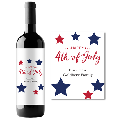 Happy 4th of July Custom Personalized Wine Champagne Labels (set of 3)