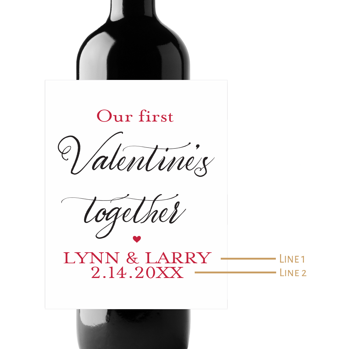 First Valentine's Together Custom Personalized Wine Champagne Labels (set of 3)