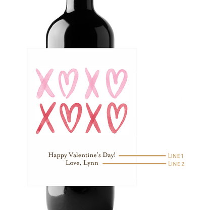 XOXO Valentine's Day Custom Personalized Wine Champagne Labels (set of 3)