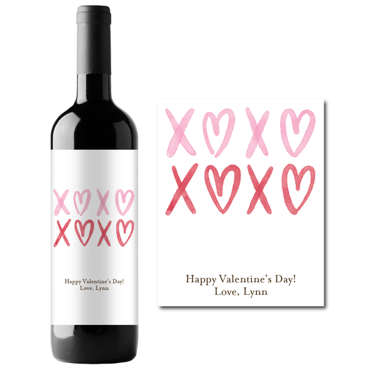 XOXO Valentine's Day Custom Personalized Wine Champagne Labels (set of 3)