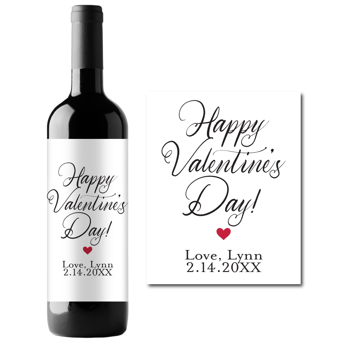 Happy Valentine's Day Custom Personalized Wine Champagne Labels (set of 3)