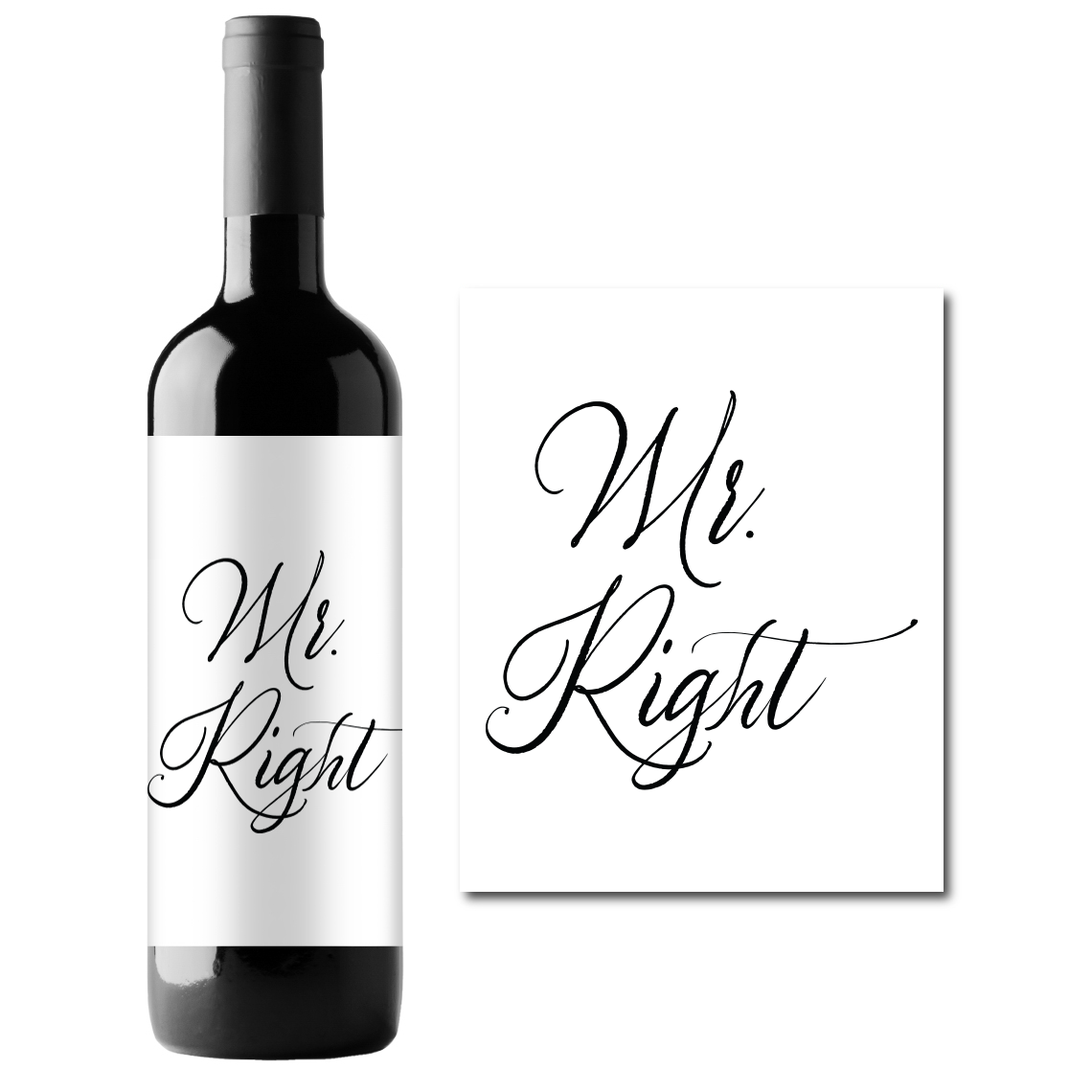 Mr. Right & Mrs. Always Right Wine Champagne Labels (set of 3)