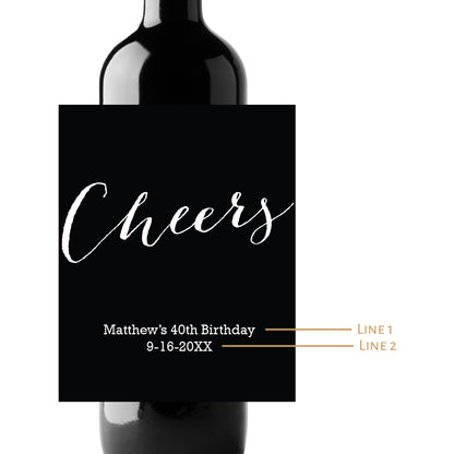 Cheers Birthday Custom Personalized Wine Champagne Labels (set of 3)