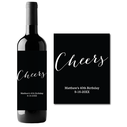 Cheers Birthday Custom Personalized Wine Champagne Labels (set of 3)