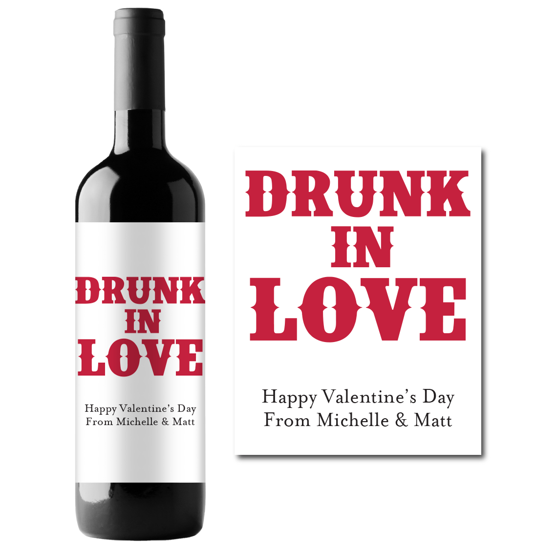 Drunk In Love Custom Personalized Wine Champagne Labels (set of 3)