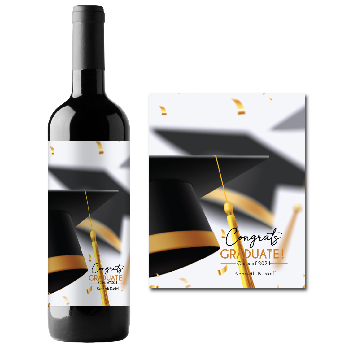 Congrats Graduate! Custom Personalized Wine Champagne Labels (set of 3)