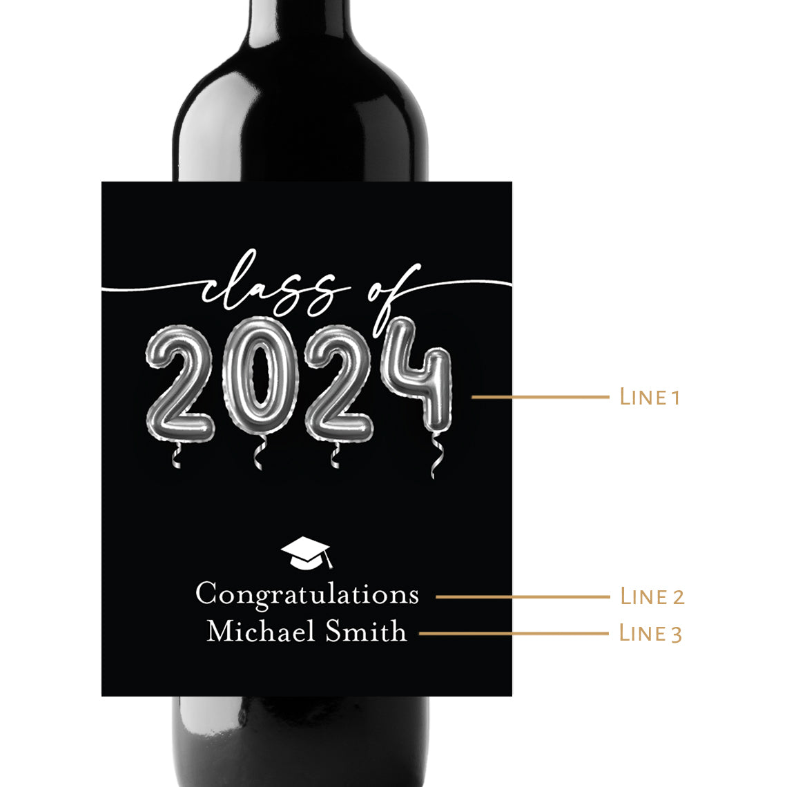 Class of... Graduation Custom Personalized Wine Champagne Labels (set of 3)