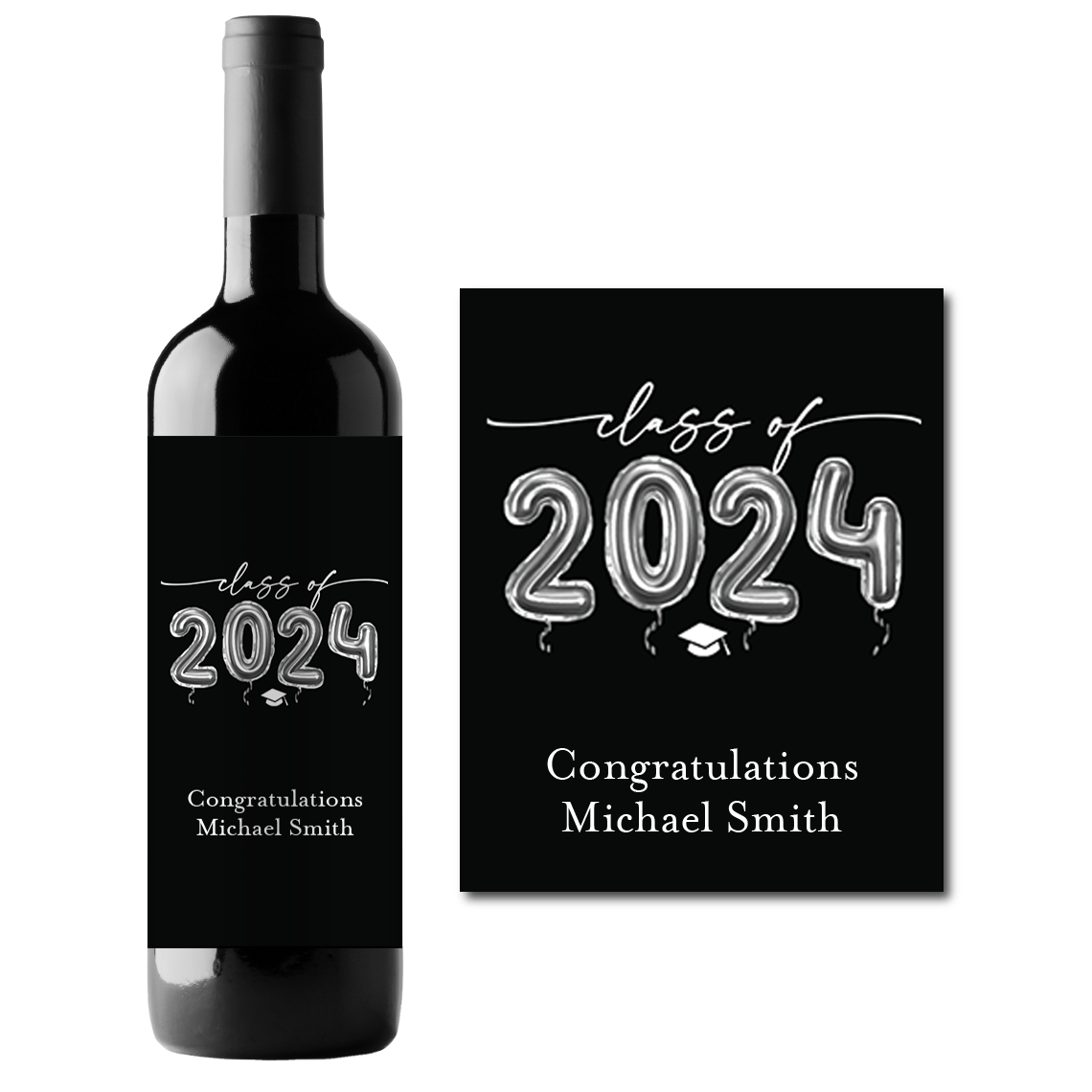 Class of... Graduation Custom Personalized Wine Champagne Labels (set of 3)