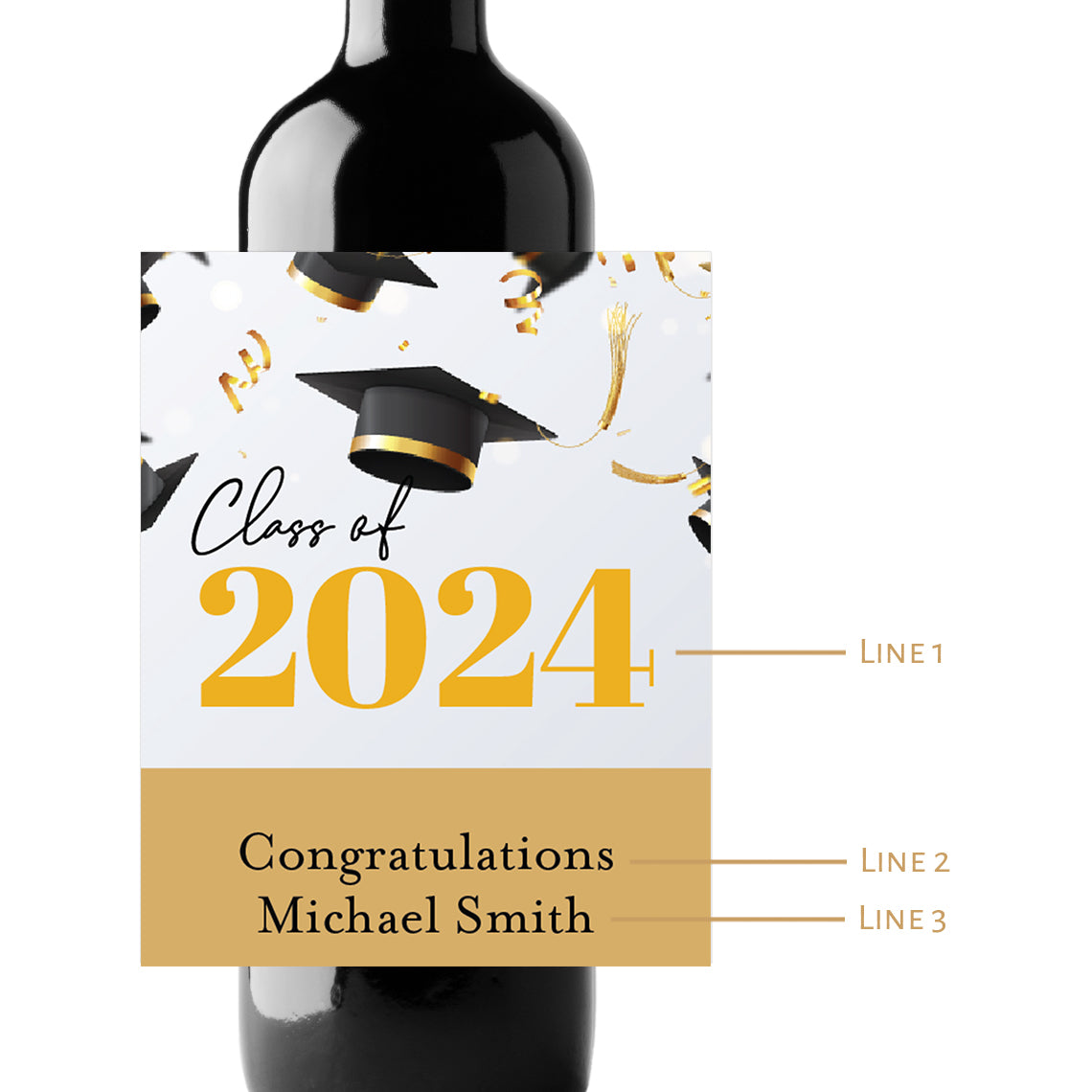 Class of... Graduation Custom Personalized Wine Champagne Labels (set of 3)